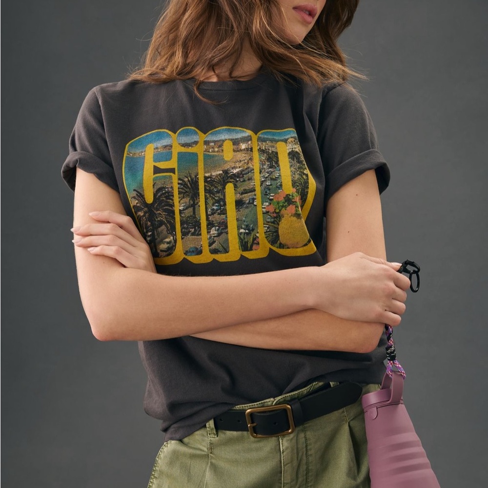 MOTHER The Rowdy Ciao Bella Graphic Tee in Graphite